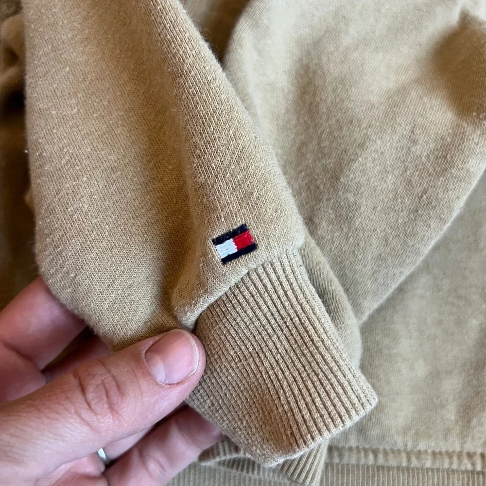 Tommy Hilfiger Baby Boys Tan Plaid Logo Fleece Pullover Hoodie 12M Tan RN130323
